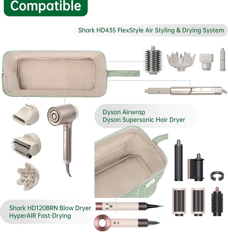 KarSyon Shark Flex Style Case for Airwrap Hair Dryer Brush Revlon Hair Tools Travel Bag Carrying Case Flat Curling Iron Organizer (Sage Green) - Image 4